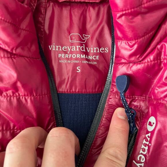 Vineyard Vines Marron & Blue Shiny Mountain Weekend Quilted Puffer Vest Small - Picture 2 of 9